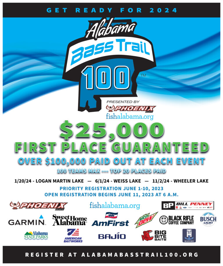 The Alabama Bass Trail 100 Announces Their 2024 Tournament Schedule